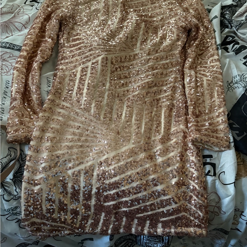 Sequin Long Sleeve Dress